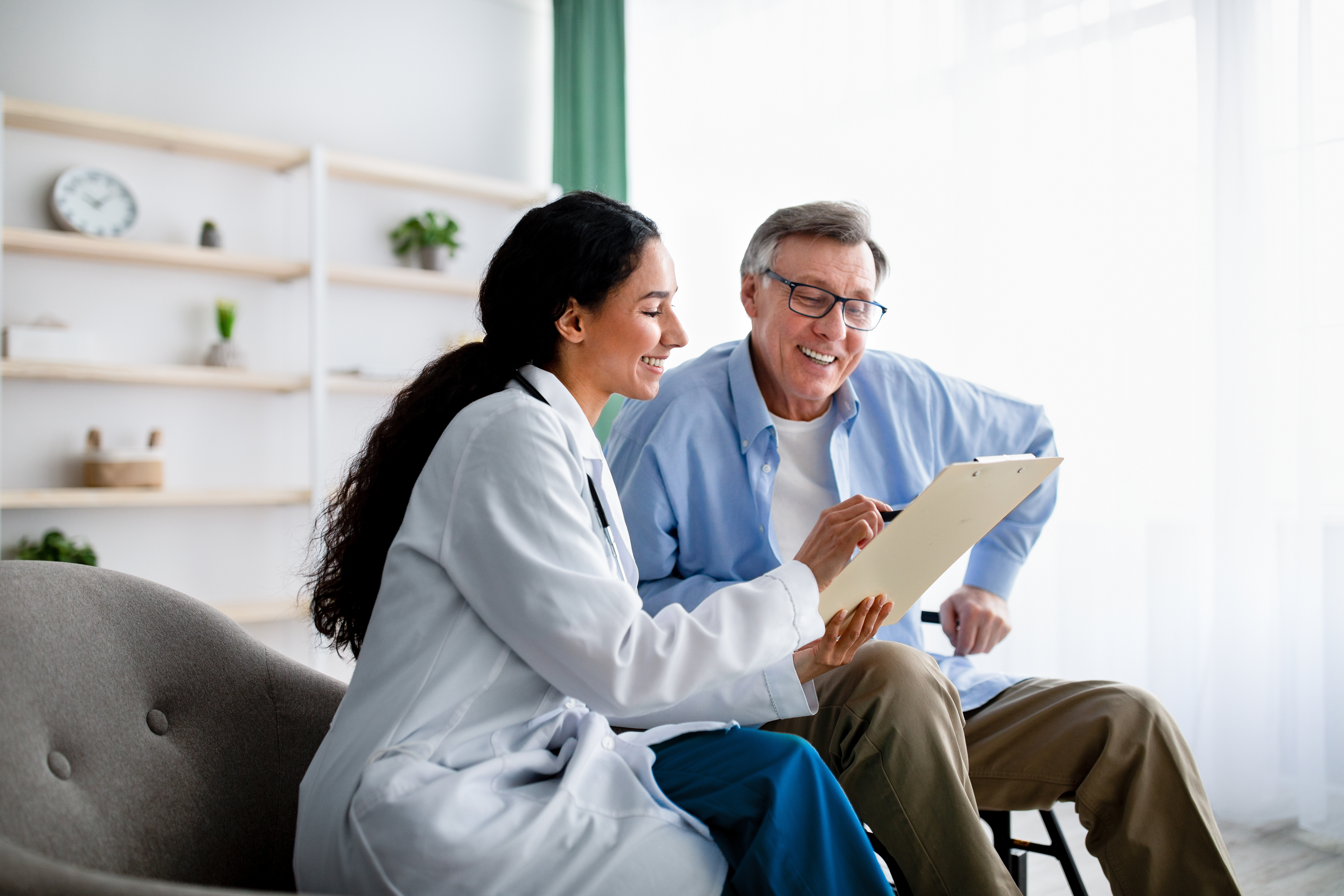 Clinician explaining the next step to a patient