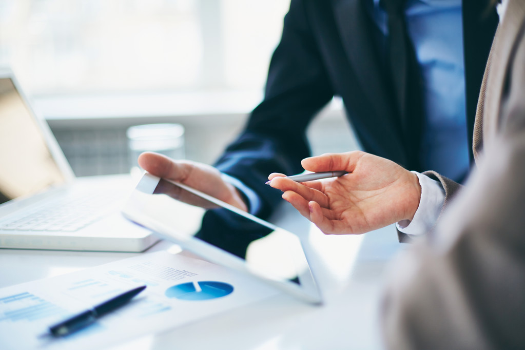 Reviewing billing analytics on a tablet